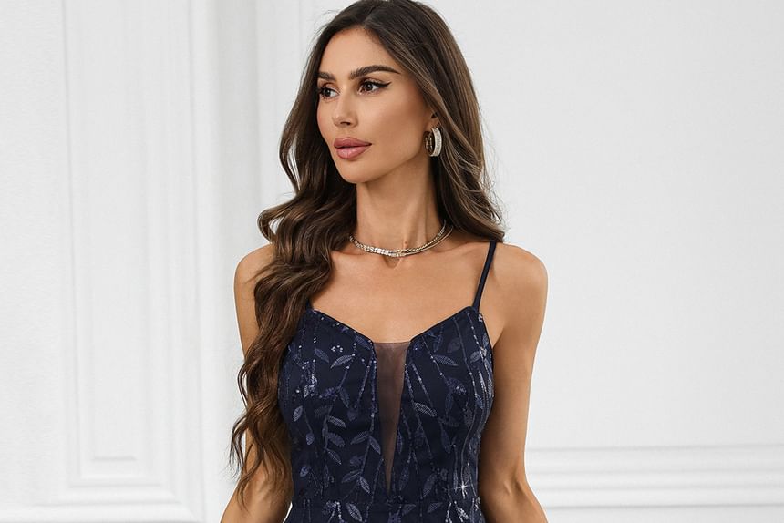 Mesh Mini A-Line Dress with Thin Straps