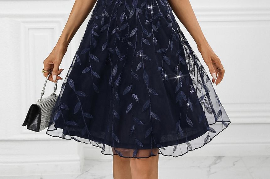 Mesh Mini A-Line Dress with Thin Straps