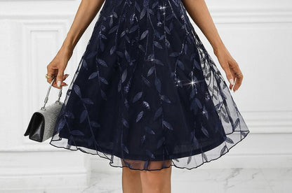 Mesh Mini A-Line Dress with Thin Straps