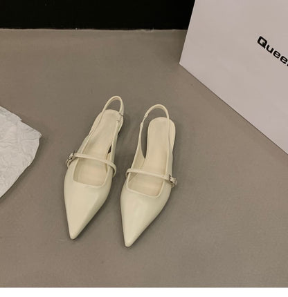 Pointy Buckled Singback Mules