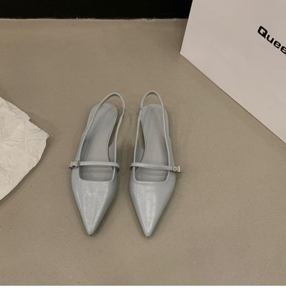 Pointy Buckled Singback Mules