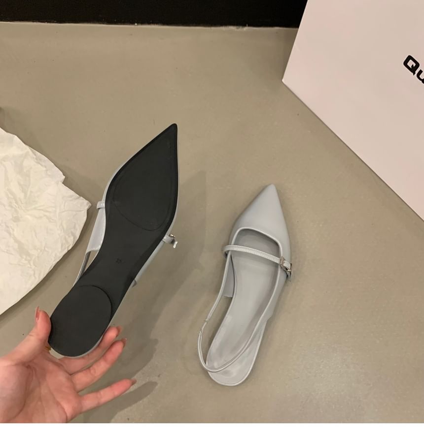Pointy Buckled Singback Mules