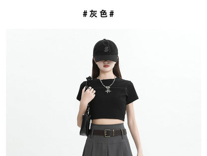 Pleated Mini Skirt with Belt - High Waist Set