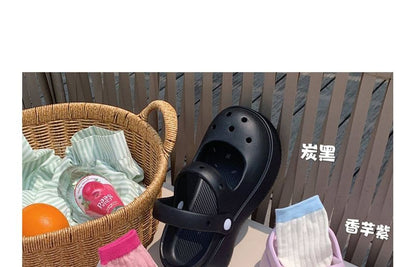 Perforated Platform Plain Sandals
