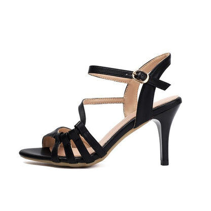 Stiletto Plain Faux Leather Sandals