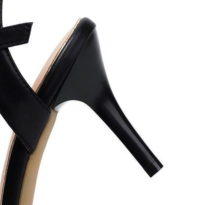 Stiletto Plain Faux Leather Sandals