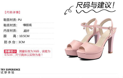 Peep Toe Faux Pearl Platform Chunky Heel Sandals