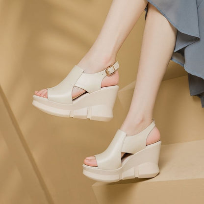 Cutout Platform Wedge Sandals