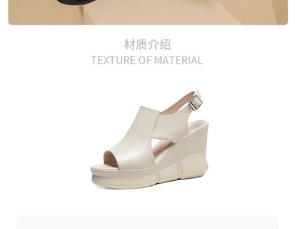 Cutout Platform Wedge Sandals