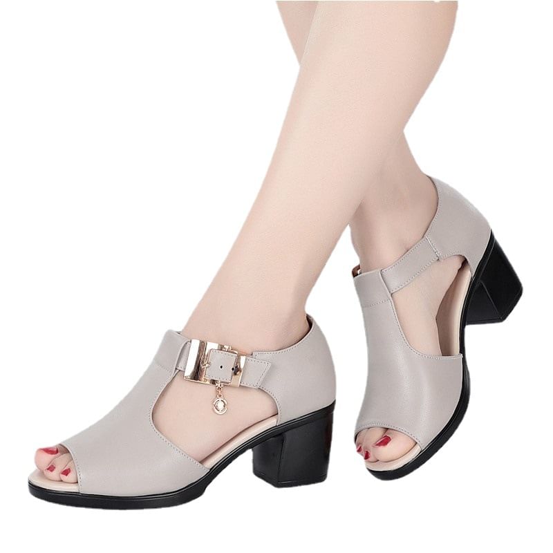 Chunky Heel Buckled Sandals