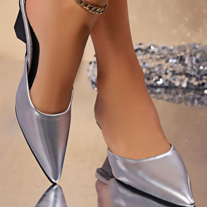 Pointy Leopard Print Low Heel Mules