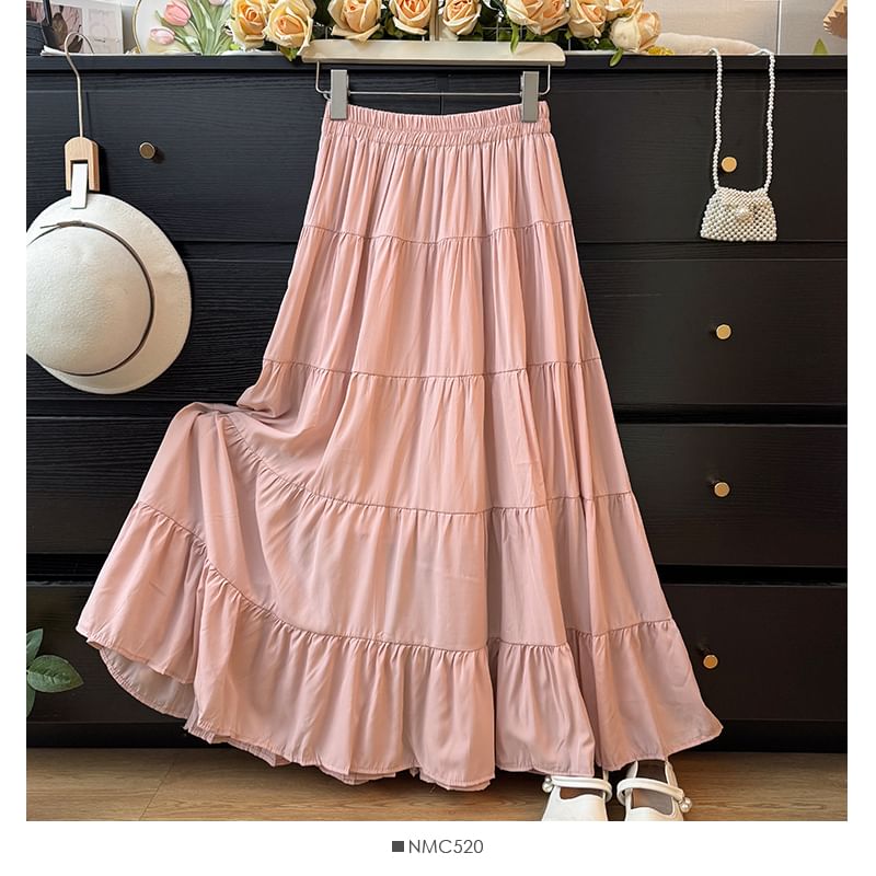 Tiered Midi A-Line Skirt - Available in 5 Shades