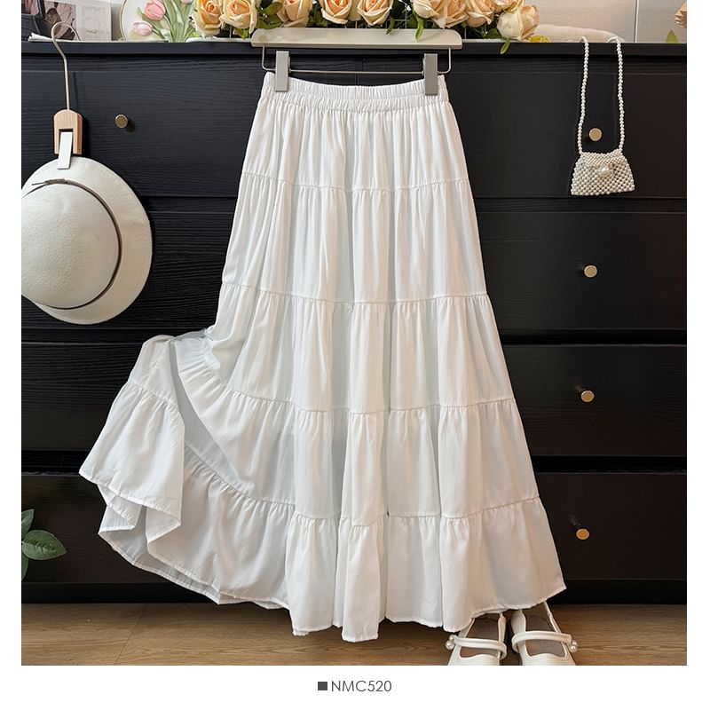 Tiered Midi A-Line Skirt - Available in 5 Shades