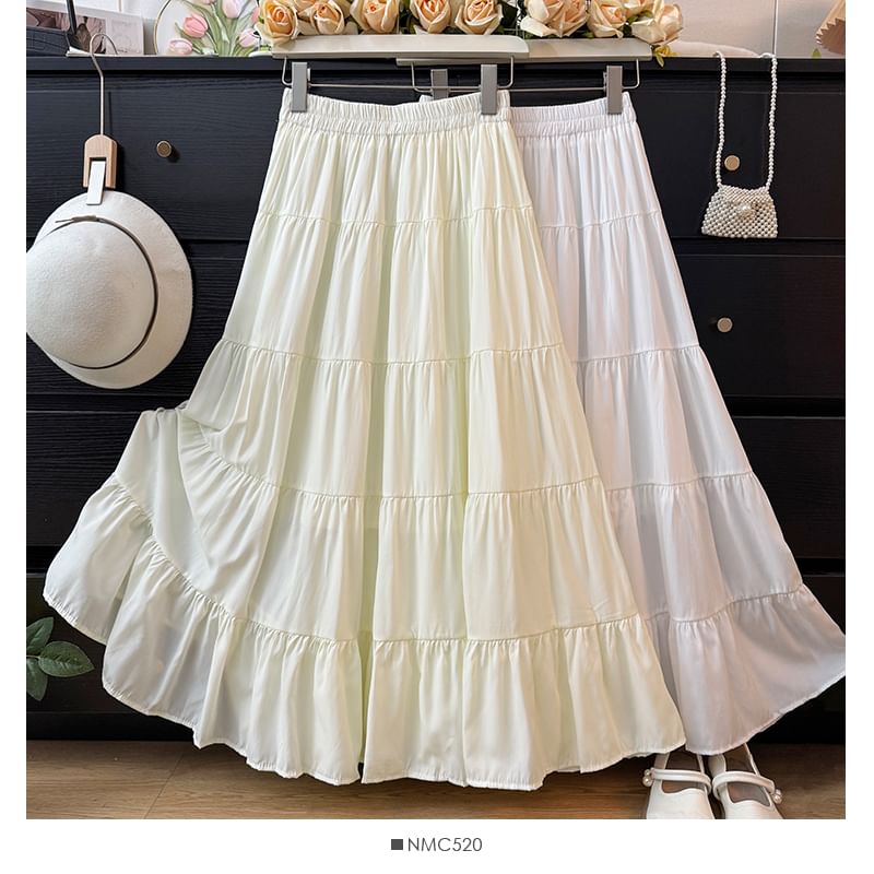 Tiered Midi A-Line Skirt - Available in 5 Shades