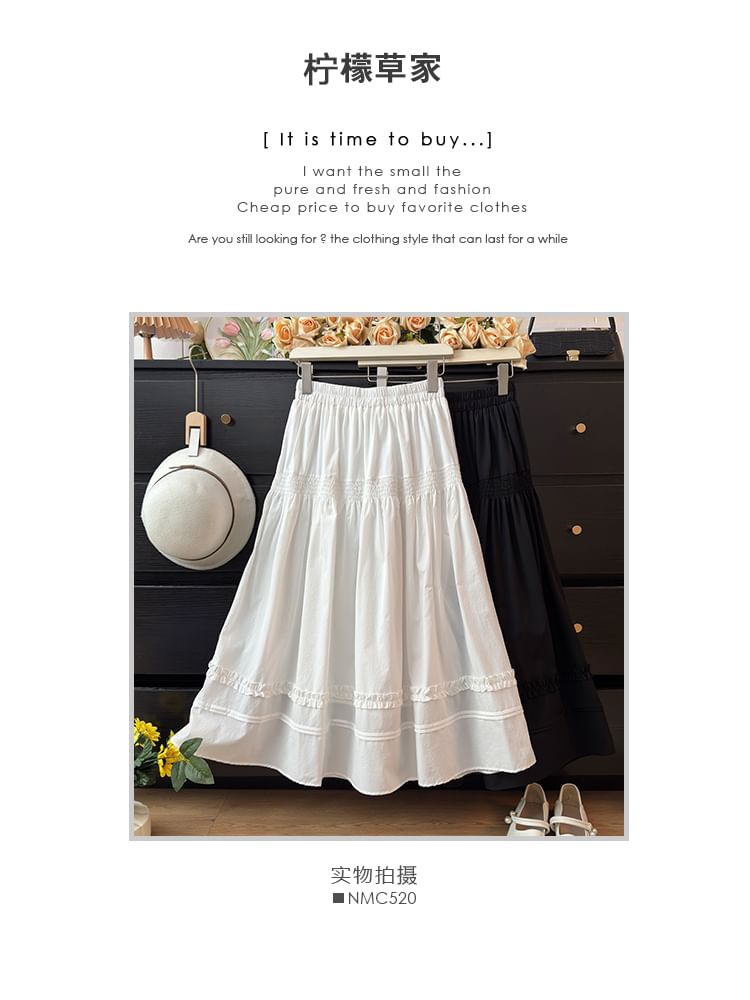 Ruffle Trim High-Rise A-Line Skirt - Elegant