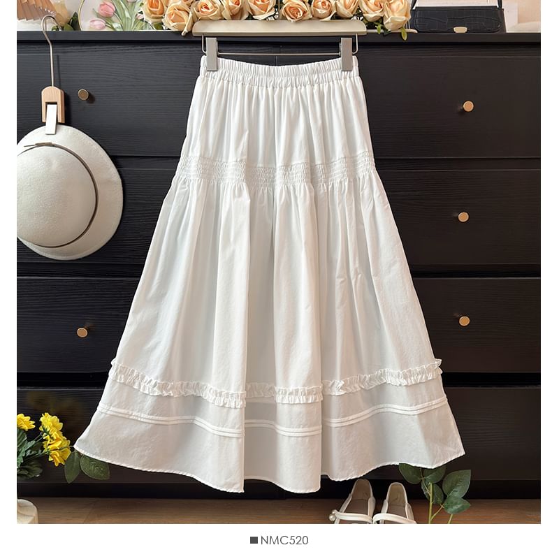 Ruffle Trim High-Rise A-Line Skirt - Elegant