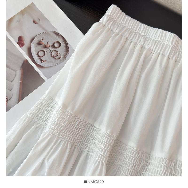 Ruffle Trim High-Rise A-Line Skirt - Elegant