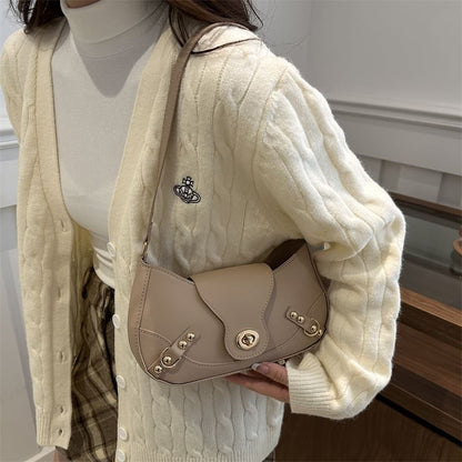 Faux Leather Buckled Flap Hobo Bag
