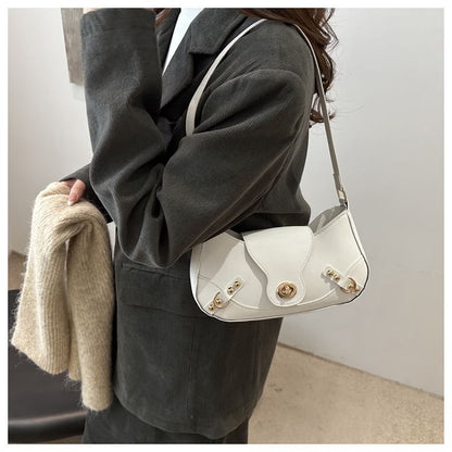 Faux Leather Buckled Flap Hobo Bag
