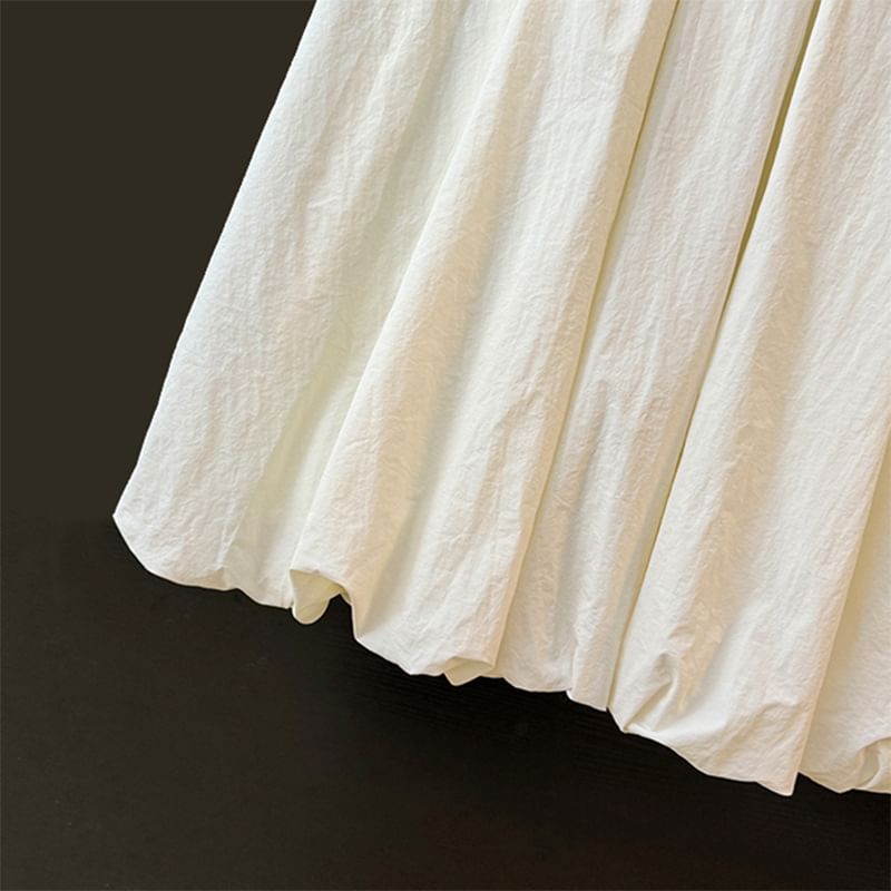 Elevated Bubble Hem Midi Skirt