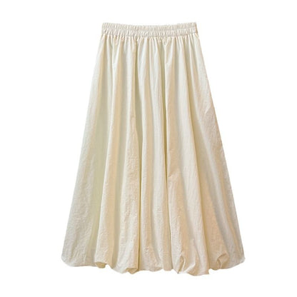 Elevated Bubble Hem Midi Skirt