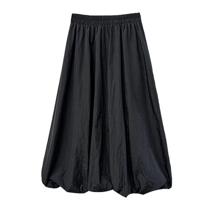 Elevated Bubble Hem Midi Skirt