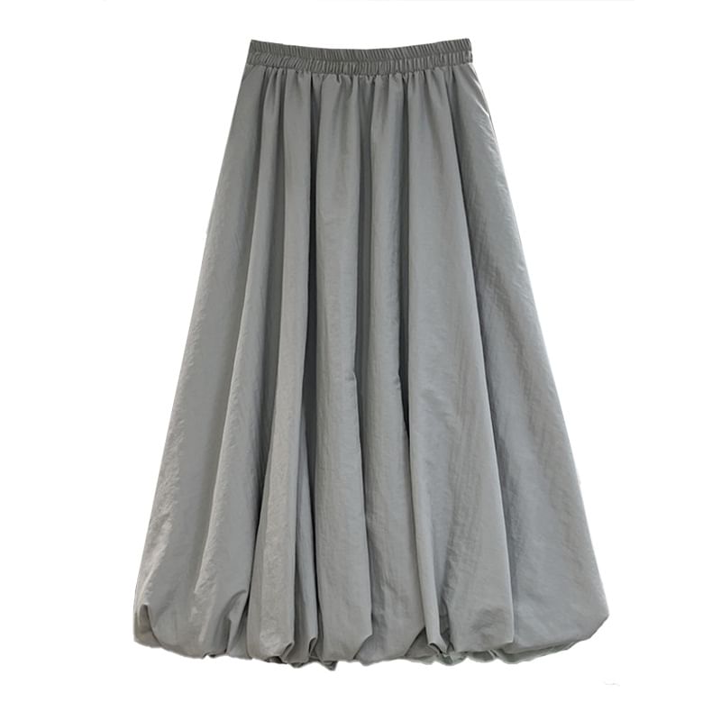 Elevated Bubble Hem Midi Skirt