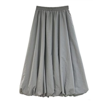 Elevated Bubble Hem Midi Skirt