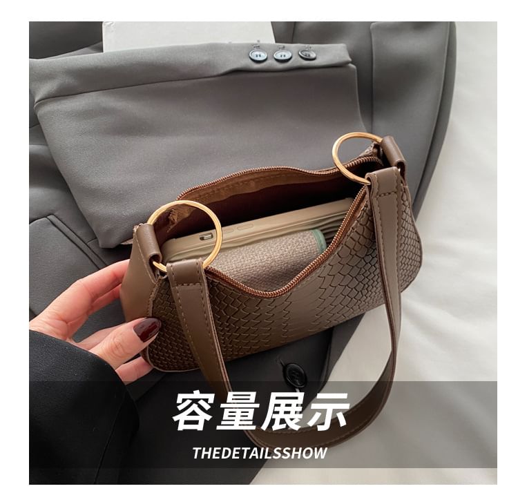 Crocodile Grain Faux Leather Shoulder Bag