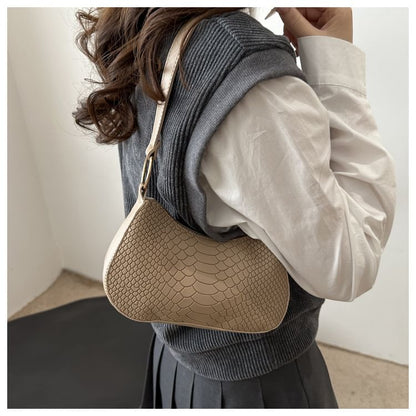Crocodile Grain Faux Leather Shoulder Bag