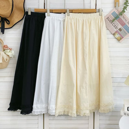 Frill Trim Pintuck Maxi Skirt with Drawstring Waist