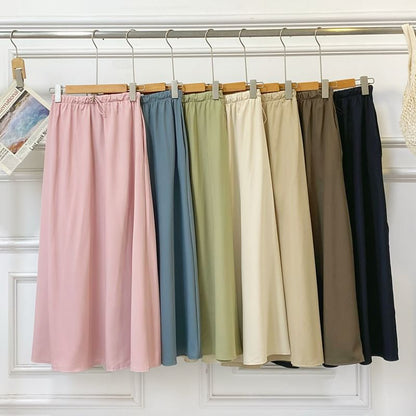 Casual Maxi A-Line Skirt with Drawstring Waist