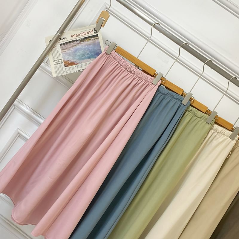 Casual Maxi A-Line Skirt with Drawstring Waist