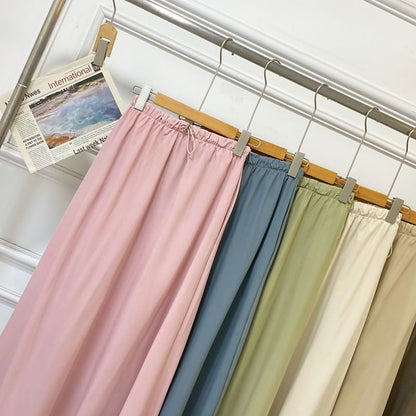 Casual Maxi A-Line Skirt with Drawstring Waist