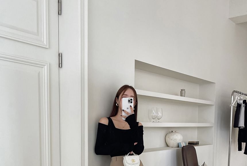 Solid Zip-Up Midi A-Line Skirt with High Waistband