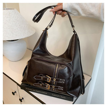 Buckled Multiway Faux Leather Shoulder Bag