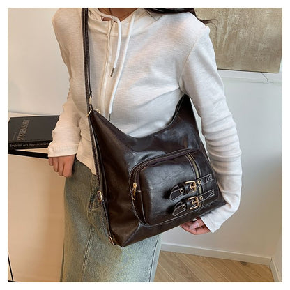 Buckled Multiway Faux Leather Shoulder Bag