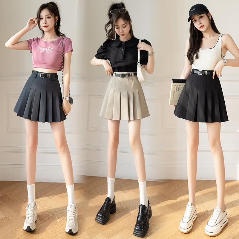 Pleated Mini Skirt - Solid High-Rise Classic