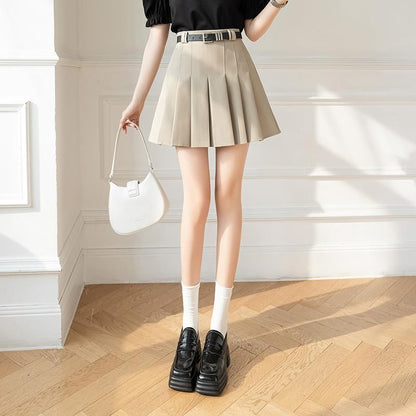 Pleated Mini Skirt - Solid High-Rise Classic
