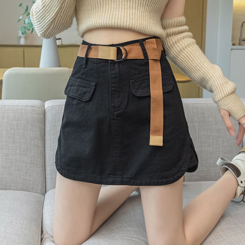 Cargo Mini Skirt - High Waist Utility Style
