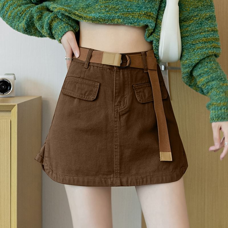 Cargo Mini Skirt - High Waist Utility Style