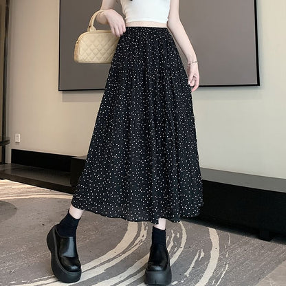Polka Dot Midi A-Line Skirt - High Rise Chic