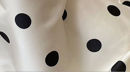 Dotted Maxi A-Line Skirt - High Rise Retro Print