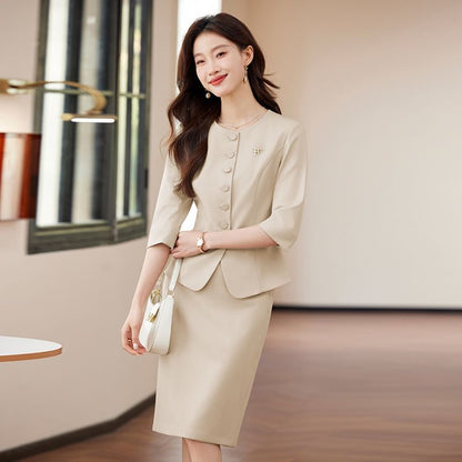 Jacket, Pencil Skirt & Top Three-Piece Set