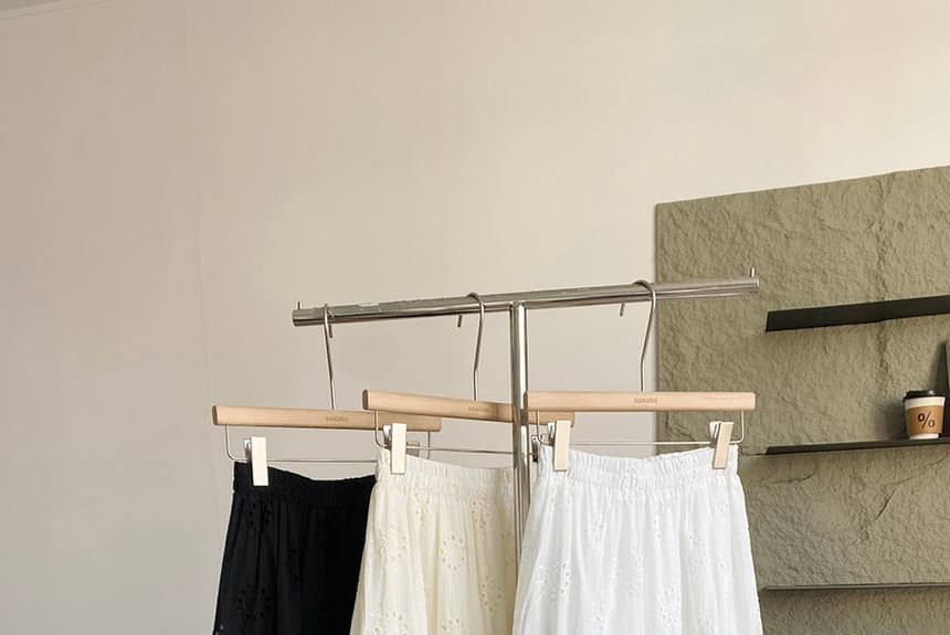Lace Trim A-Line Midi Skirt