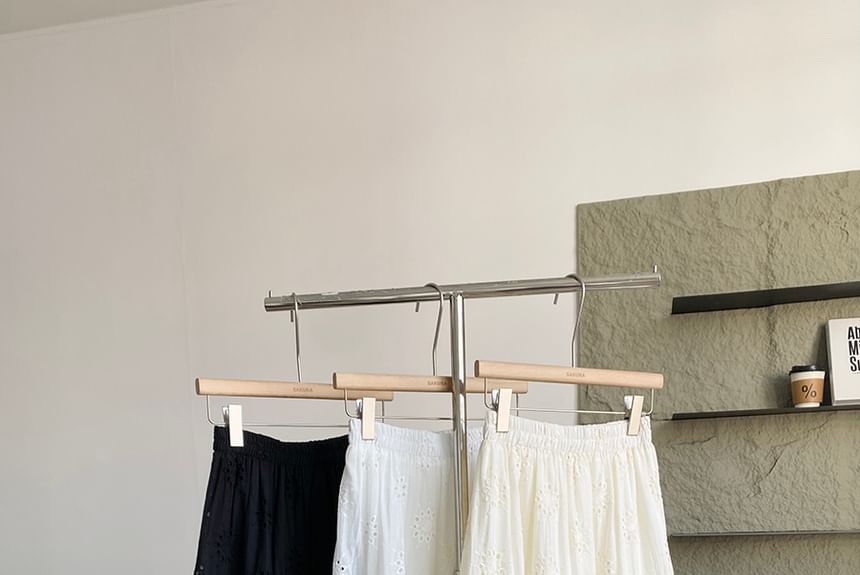 Lace Trim A-Line Midi Skirt