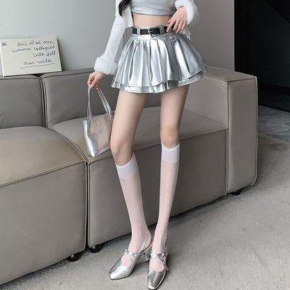 Metallic Layered Mini Skirt