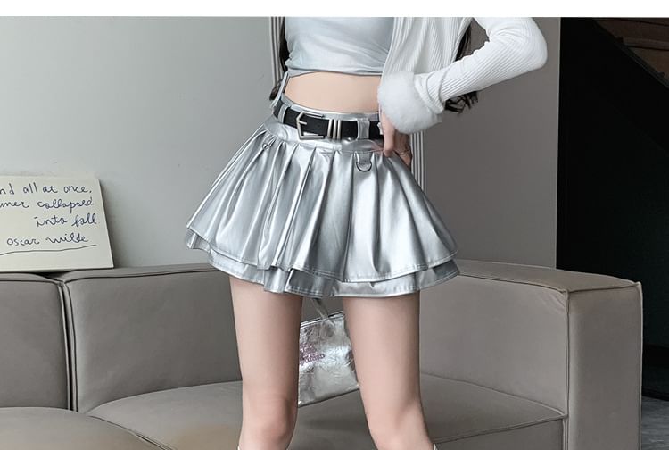 Metallic Layered Mini Skirt