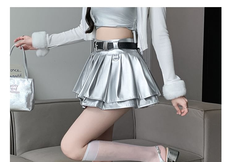 Metallic Layered Mini Skirt