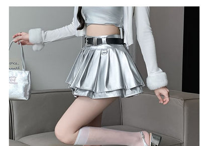 Metallic Layered Mini Skirt